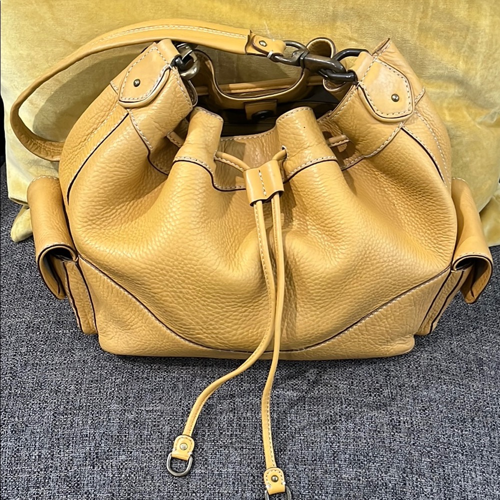Cole Haan mustard  Leather Drawstring Women's Bag